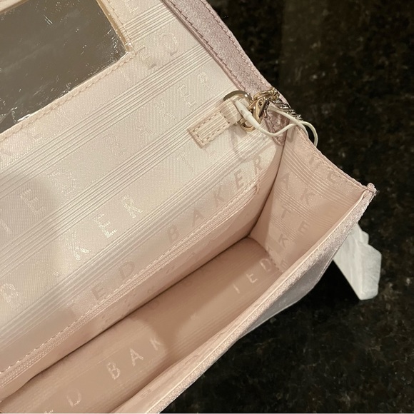 New Ted Baker MINAA Bow Detail Evening Bag, Pale Pink Satin Clutch, Formal Purse - Picture 8 of 16